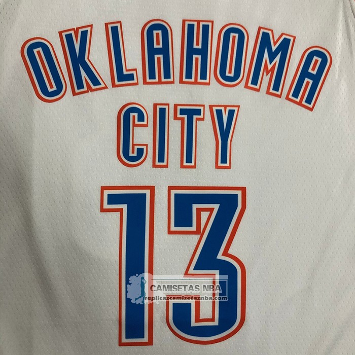 Camiseta Oklahoma City Thunder Paul George NO 13 Association Blanco